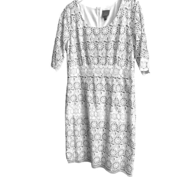 Rabbit Rabbit Rabbit Women's White and Sky Blue Laced Dress Size 16 Sku 2292 - Picture 13 of 16